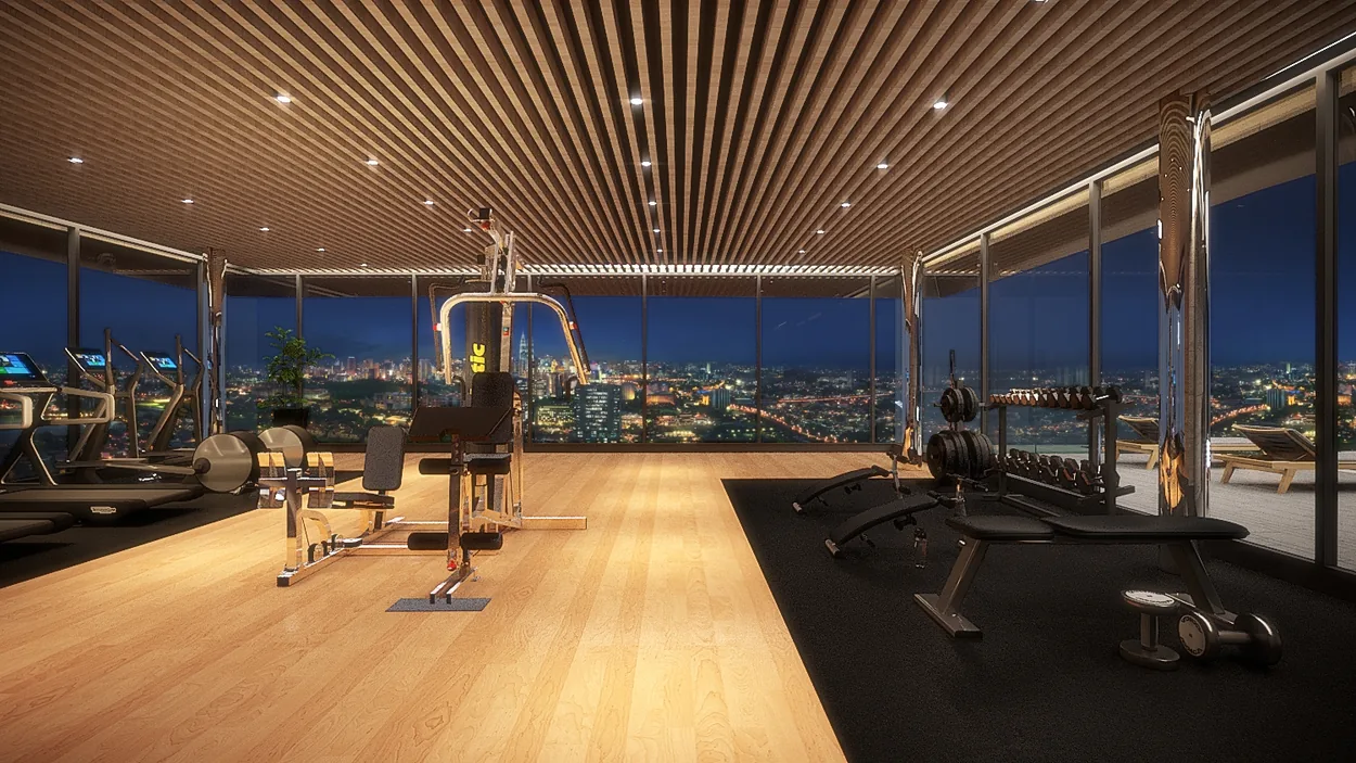 Sky gym with city views