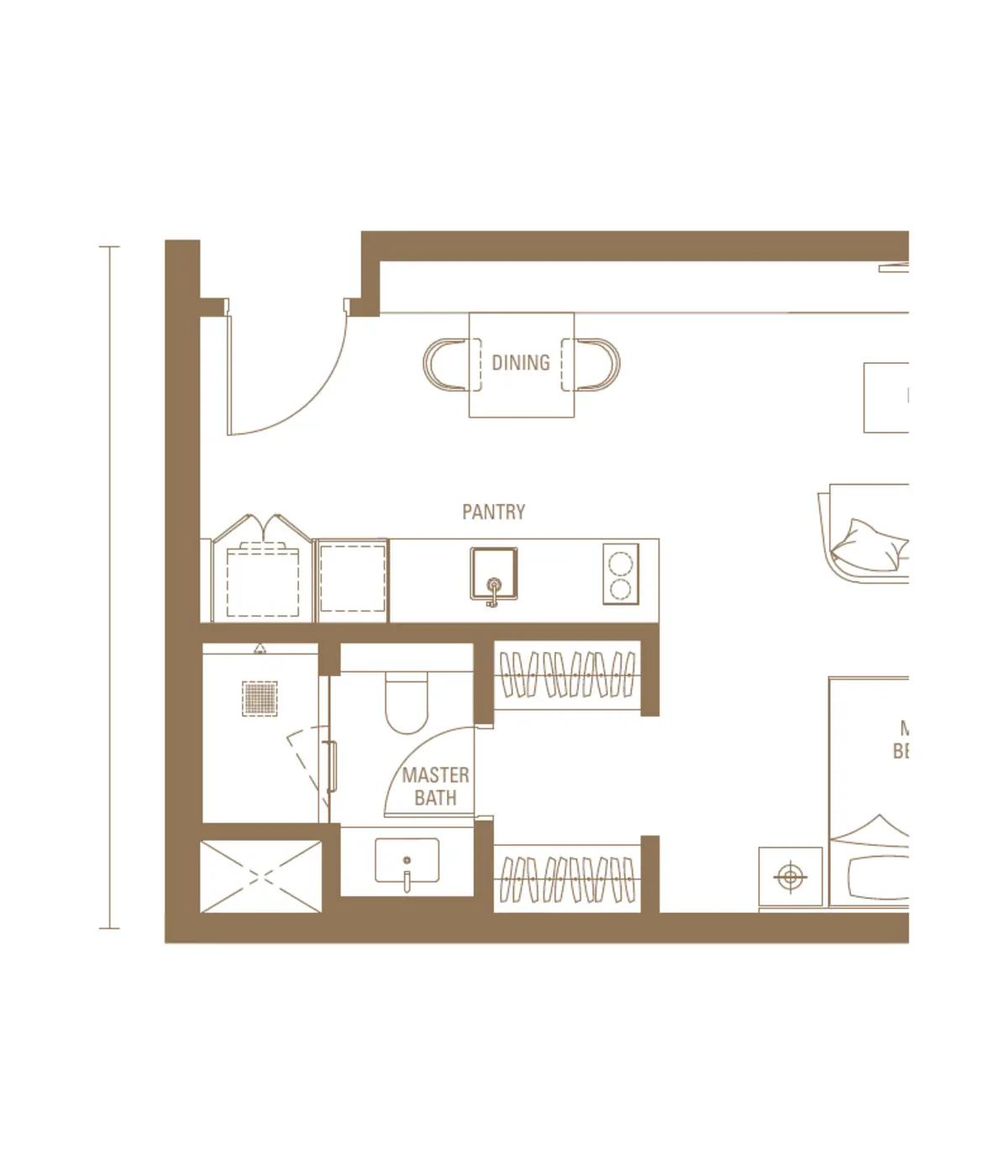 Sovereign 538 sq ft layout, Suite , 1 Bathroom