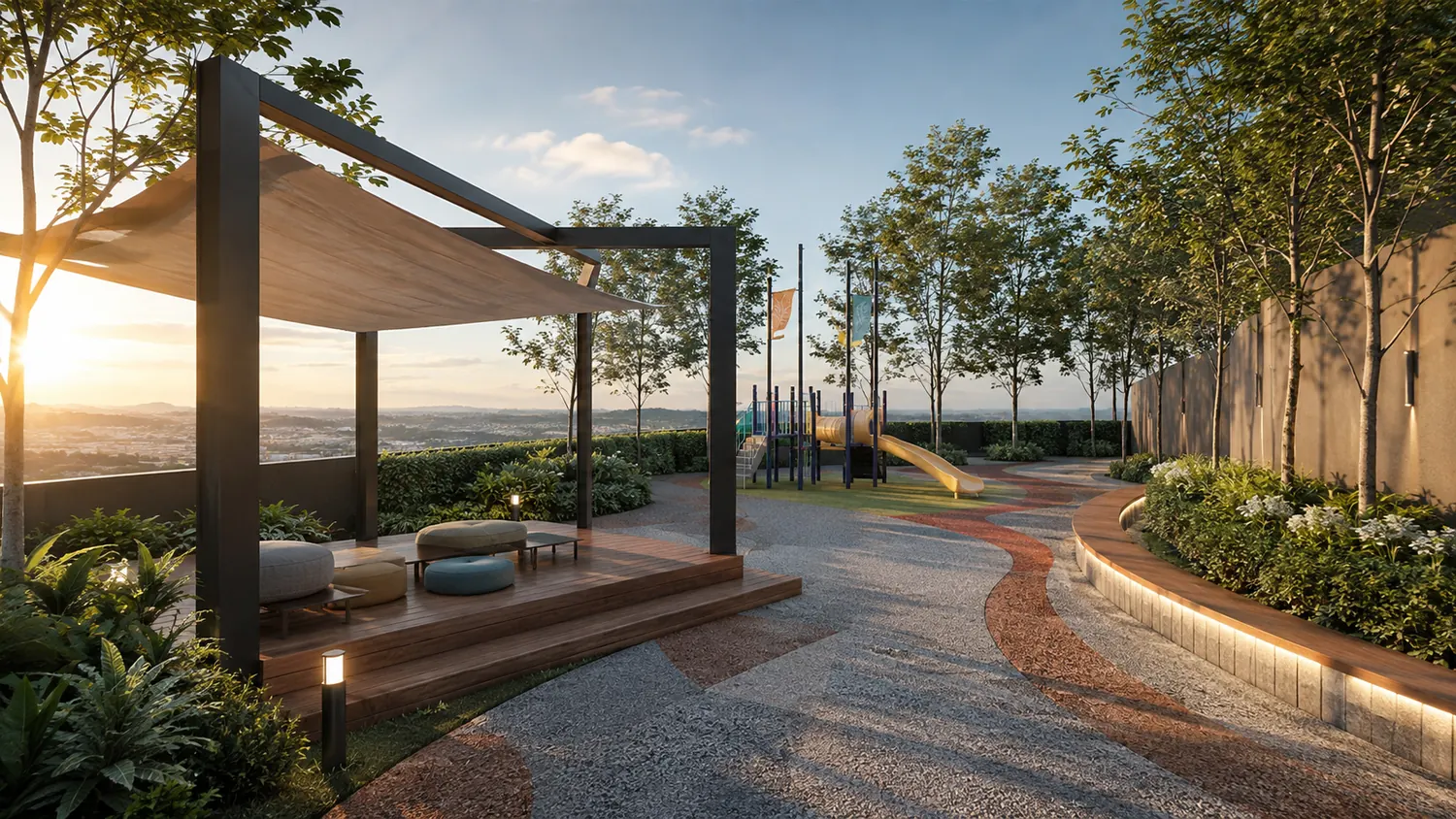 Landscaped rooftop garden